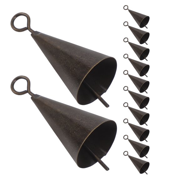 ETEREAUTY 12Pcs Vintage Style Bell Hanging Ornaments for Xmas Party Favors in Golden Metal Decoration