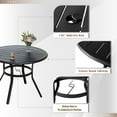 thumbnail image 3 of SUMMIT LIVING 5-Piece Outdoor Patio Dining Set, 38" Round Patio Table with Umbrella Hole and Textilene Stackable Aluminum Chairs, Gray, 3 of 11