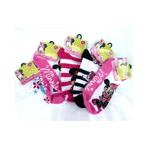 5pk Disney Minnie Mouse Socks - Girls Socks (  Size 6-8)