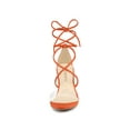 thumbnail image 2 of BLISSFUL STEP Sandales à Talon Bloc à Lacets pour Femme à Bride Transparente Orange (Taille 6), 2 of 8