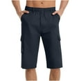 thumbnail image 2 of L-5X Big & Tall Cargo Shorts for Men with Pockets Straight Leg Bermuda Short Plus Size Casual Solid Relaxed Elastic Waist Hiking Half Pants, 2 of 4