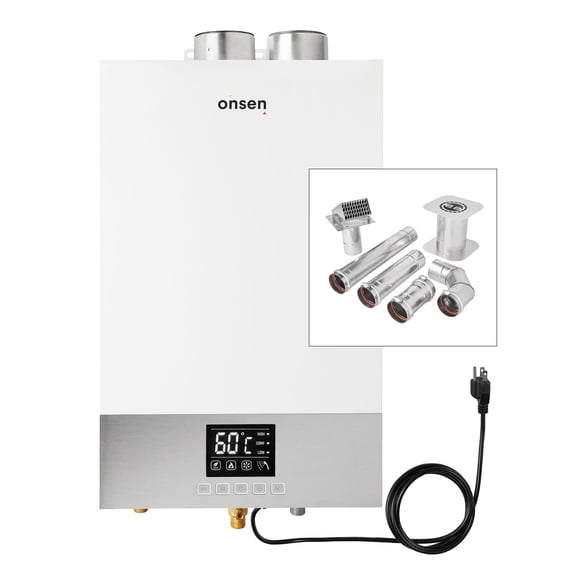 Onsen Chauffe-Eau Intérieur Sans Réservoir au Gaz Naturel 14 L 3,7 GPM 100 K BTU (avec Z-Vent 3 Pouces Horizontal Vent Kit)