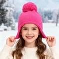 thumbnail image 4 of CPNG Kids Winter Hat Cap Unisex Hat Solid Color Beanies with Pom Pom Toddler Fleece Lined Warm Knit Hat Girls Boys Cute Knitted Wool Snow Beanies Ski Cap, 4 of 6