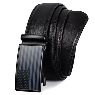 Sendefn Men's Leather Belt Automatic Ratchet Buckle Slide Belt for