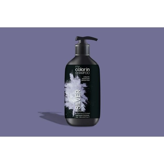 MyColorIn Color Depositing Shampoo (Metallic Silver) - Sulfate & Paraben Free Hair Dye | Made in USA (33.8 Fl Oz)
