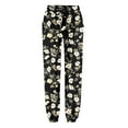 thumbnail image 5 of Casual Pants for Women Floral Printed Slik Boho Elastic Waist Drawstring Joggers Lightweight Comfy Fall Daily Loose Women Slacks Black M, 5 of 5