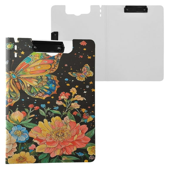 BZSMCE Clipboard Folder A4 Foldable Clipboards With Vibrant Butterfly Garden Printed