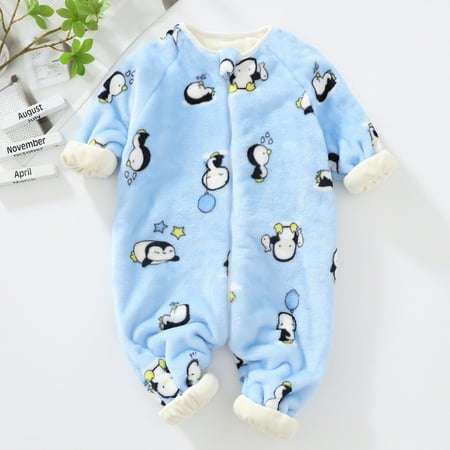 

NIUREDLTD Toddler Boys Girls New Long Sleeve Winter Cartoon Prints Warm Jumpsuit Romper