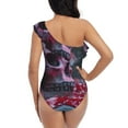 thumbnail image 5 of Goofa Gothic Red Skull Cemetery Pattern Women's One Piece Swimsuits Tummy Control Bathing Suits Asymmetric One Shoulder Swimwear-Large, 5 of 6