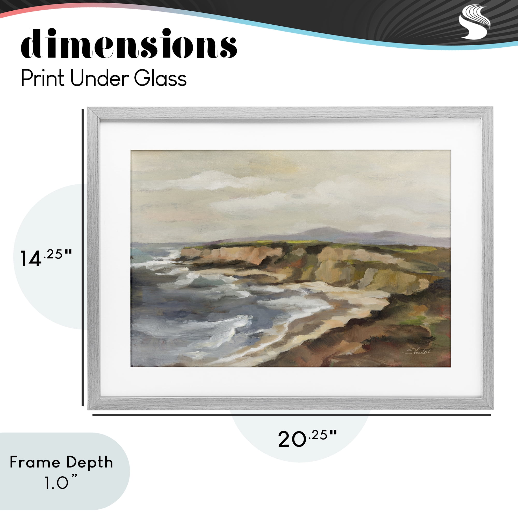 Stupell Industries Rocky Coast Expression Gray Framed Print Under Glass, design by Silvia Vassileva