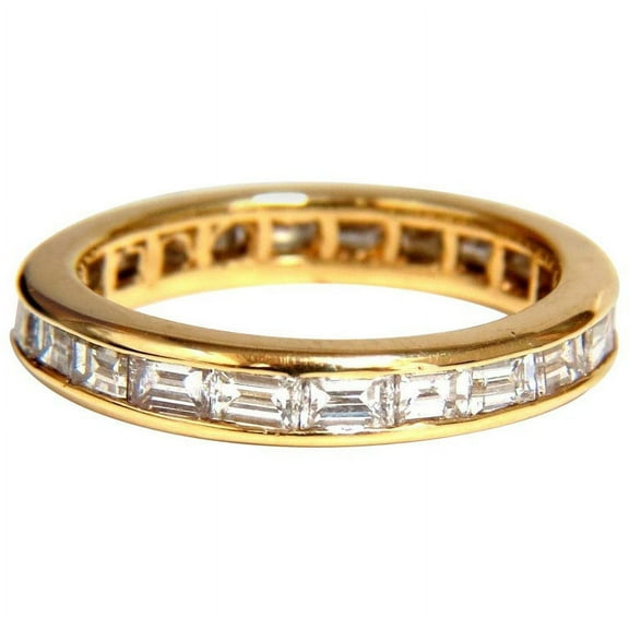 NEW LADIES BAGUETTE ETERNITY DIAMONDS BAND 14KT GOLD SIZE 5.75 1.00CT