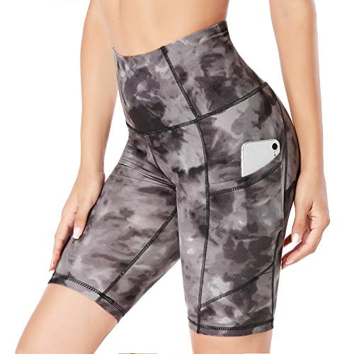 High Waist Tummy Control Workout Shorts for Yoga Athletic Running HIGHDAYS 8” Biker Shorts for Women with Deep Pockets 