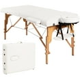 thumbnail image 1 of Patiojoy Portable Massage Table Adjustable Spa Bed Wooden Legs with Face Cradle & Carry Case White, 1 of 7