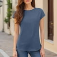 thumbnail image 2 of Endives Women's Short Sleeve T-Shirts Casual Solid Color Tops Basic Loose Crew Neck Pullover Tee, 2 of 8