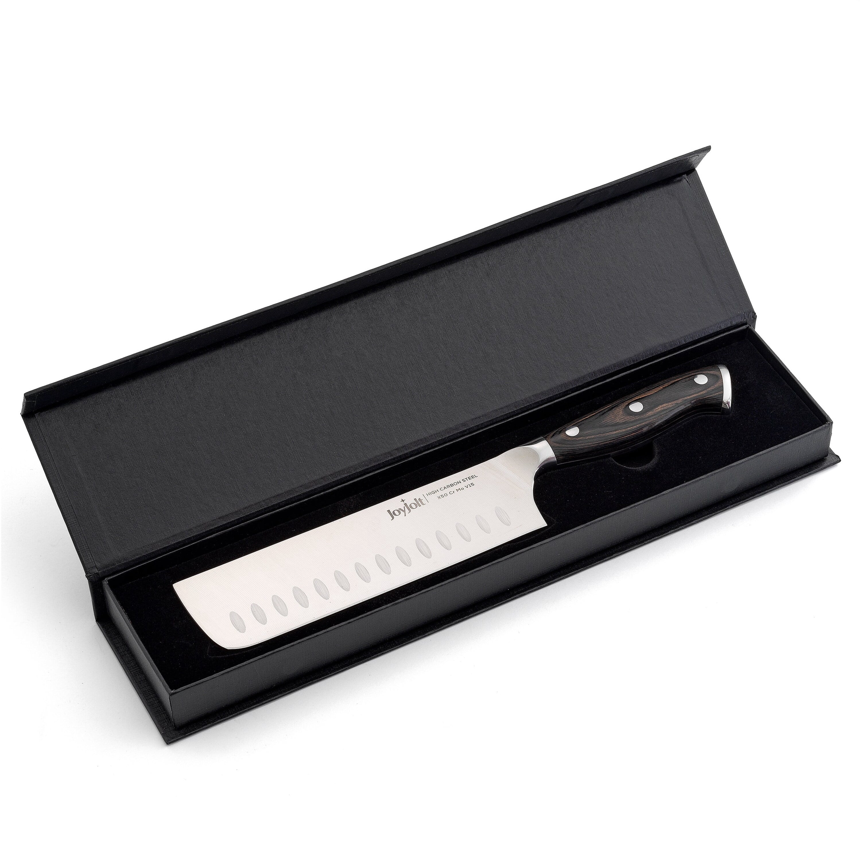 JoyJolt 7-in Nakiri Knife High Carbon Steel Kitchen Knife