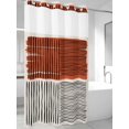 thumbnail image 2 of No Hook Shower Curtain with Snap-in Liner, Brown Striped Waterproof Fabric Bathroom Curtains, Farmhouse Stripes Modern Abstract Art Bath Curtains & Mesh Top Window Stand Up Stall 36"x72", 2 of 9
