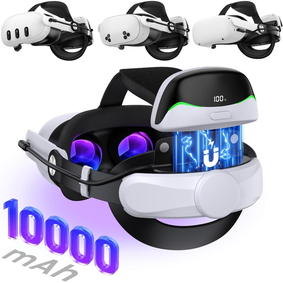 Beboncool VR Head Strap with 6700mAh Battery - Adjustable Ergonomic Replacement for Meta Quest 2/3/3S, MQ5002