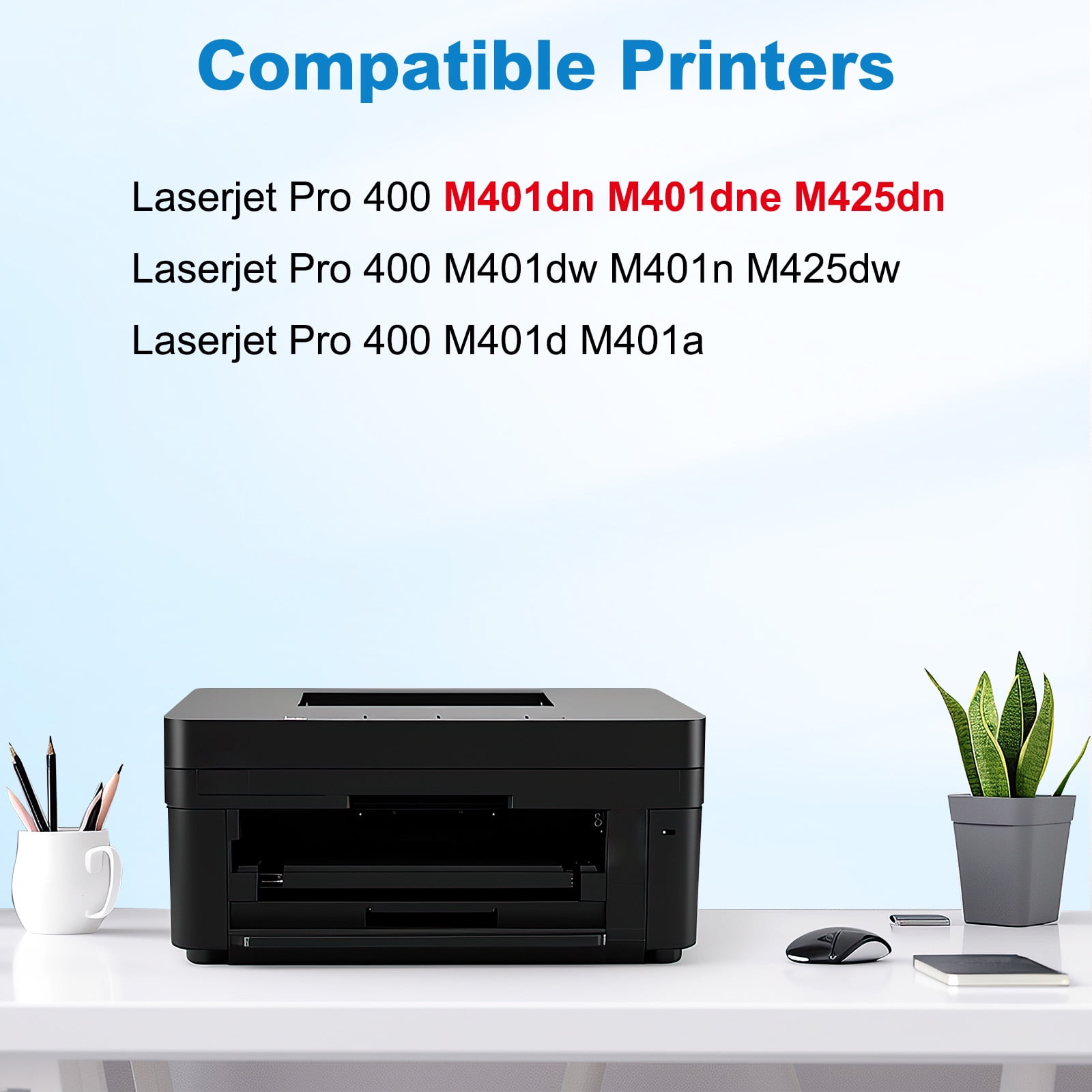 Compatible for 80A Black Toner Cartridge LaserJet Pro 400 M401 M401A M401D M401N M401DNE MFP M425 M425DN Printer | CF280A for HP80A (CF280AD1) 80X CF280X Ink (2-Pack)