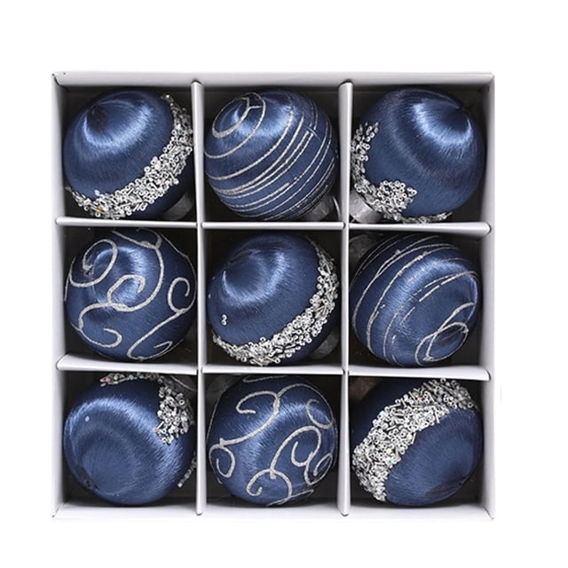 Colored Silk Wave Balls Silk Thread Balls Christmas Decorations Foam 8cm 9pcs Set Christmas Tree Pendant