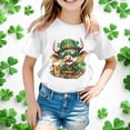 thumbnail image 2 of Shamrock Printed Kids Tops St Patricks Day Short Sleeve Round Neck T-Shirts Soft Cotton Casual Comfortable Spring Summer Boys Girls Apparel White 10-11 Years, 2 of 4