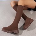 thumbnail image 3 of longantii Knee High Boots for Women, Stretch Knit Sock Shaft, Round Toe Lug Platform Sole, Trendy Casual Tall Footwear, Pull On Construction, Fashion Footwear, Street Daily Outfit, 3 of 3