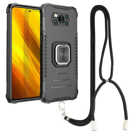 For Xiaomi Poco X3 / X3 NFC Aluminum Alloy + TPU Phone Case with Lanyard
