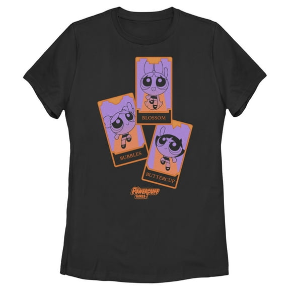 Women's The Powerpuff Girls Halloween Tarot Cards  Graphic Tee Black 2X Large