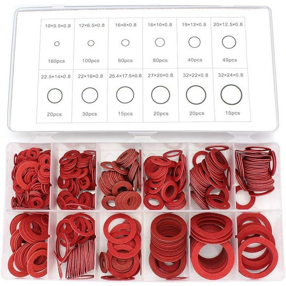 Fibre Washer Assortment, High Quality Fibre Sealing Washer Kit with Insulation Performance for Vibration Stop and Bolt Seal, Variety Sizes