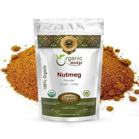 Organic Way Ground Nutmeg Powder (Myristica fragrans) - Healthy Digestion | Organic & Kosher Certified | Non GMO & Gluten Free | USDA Certified | Origin - India (1/4LBS / 4Oz)