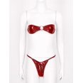 thumbnail image 3 of Conjunto de bikini micrometálico brillante para mujer, lencería sexy, sin tirantes, con lazo en la espalda, mini sujetador y tanga, ropa interior de playa, 3 of 4