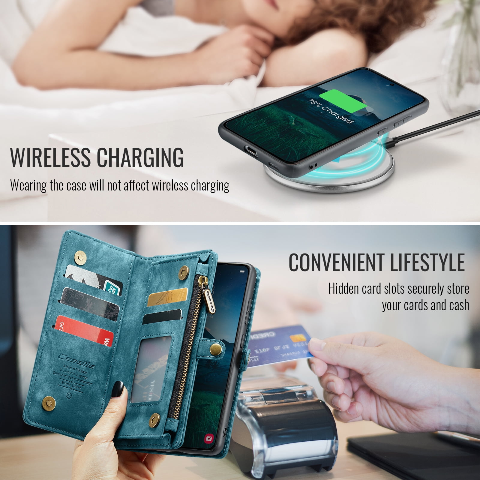 Dteck 2 in 1 Detachable for Samsung Galaxy A16 5G Wallet Case with Card Holder, Shockproof Retro Premium Flip Leather Cover Magnetic Zipper Pocket Phone Cases, Green