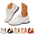 thumbnail image 6 of XIMIN Womens Stretchy Mesh Wedge Orthopedic Ultra-Light Sneakers with Arch Support Air Cushion Road Shoes Comfort Lace Up Non Slip Breathable Casual Walking Running Shoes Tennis Sneakers, 6 of 6