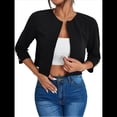 thumbnail image 3 of Chaquetas Casuales para Mujer, Chaqueta Corta con Abertura Frontal Negro S, 3 of 8