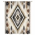 thumbnail image 2 of Boho Black Brown Sheer Curtains 54 Inches Long, Vintage Geometric Southwestern Ethnic Light Filering Curtains, Breathable Simi Curtain Privacy Drapes for Kitchen Bathroom Small Window Treatment, 2 of 9