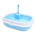 thumbnail image 3 of Bandeja de arena para gatos, orinal para gatos, contenedor de arena para gatos de interior, suministros para mascotas, reutilizable, fácil de limpiar, Azul claro, 3 of 8