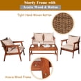 thumbnail image 6 of Costway 8PCS Patio Rattan Furniture Set Acacia Wood Frame Cushioned Sofa Chair Garden, 6 of 10
