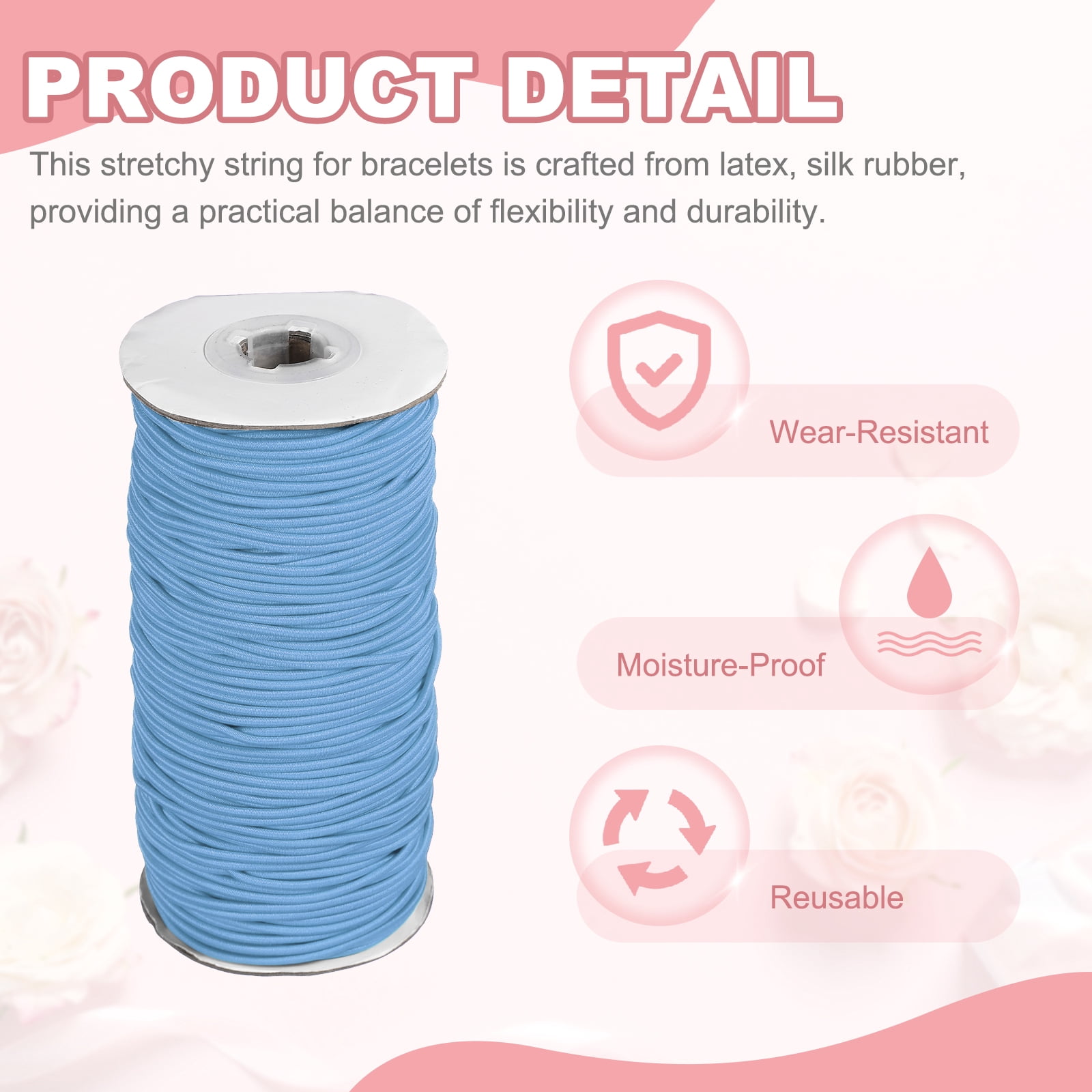 Uxcell Stretchy String for Bracelets, Elastic Crystal Thread Stretch Elastic Beading Cord 2mm & Light Blue-Fitting For(Bracelets/Sewing/Beading/Necklace/Jewelry Making/Crafts DIY)