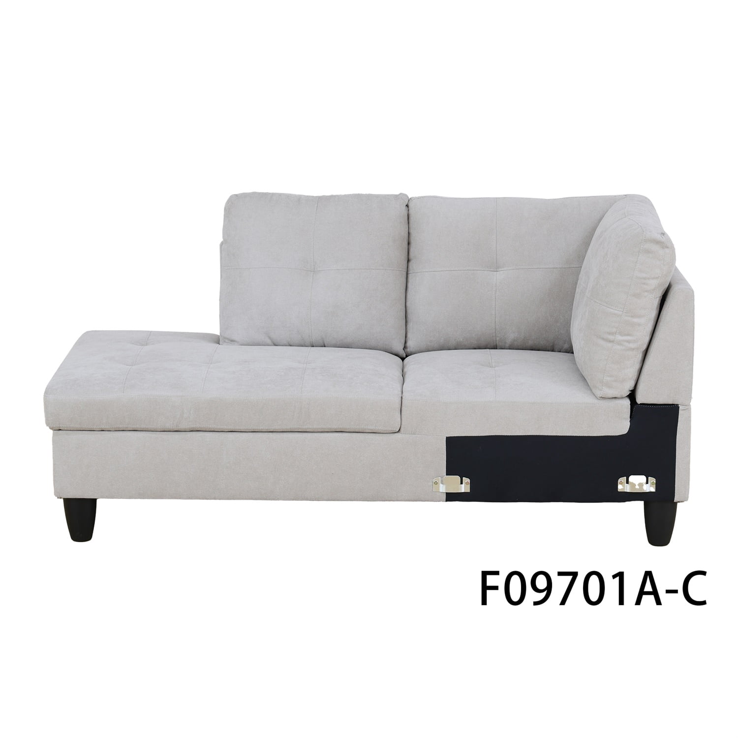 Hommoo Flannel Sectional Couch Sofa Set, Modern L Shaped Couch Living Room Furniture Sets, Grey White(No Ottoman)