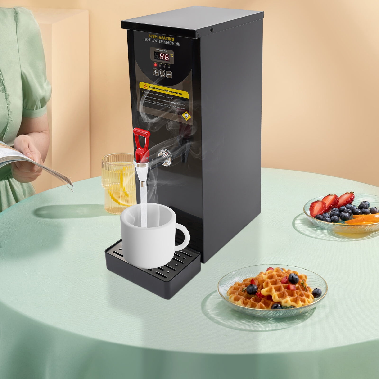 TFCFL 8L/2.11gal Electric Water Boiler 304 Stainless Steel Hot Water Dispenser Digital Display 2KW 110V