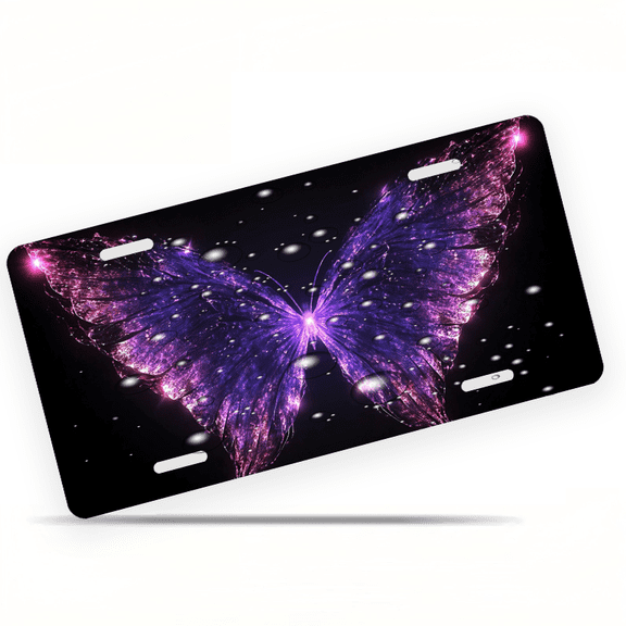 1 Pcs 2D Flat License Plate Covers & Frames, Fancy Butterfly For Decorative Front, Waterproof For Decoration Aluminum License Plate Covers & Frames Cover For Men Women, 12" X 6"