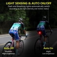 thumbnail image 1 of Luz trasera de bicicleta inteligente: Encendido/apagado automático Linterna trasera para bicicleta Luz de freno trasera ultrabrillante Luz estroboscópica diurna de alto lumen Luz trasera LED, 1 of 4