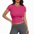 thumbnail image 2 of LIUJUNSHOP Seamless Crop Workout Tops for Women - Athletic Running Gym Yoga Short Sleeve Shirts Basic, 2 of 5