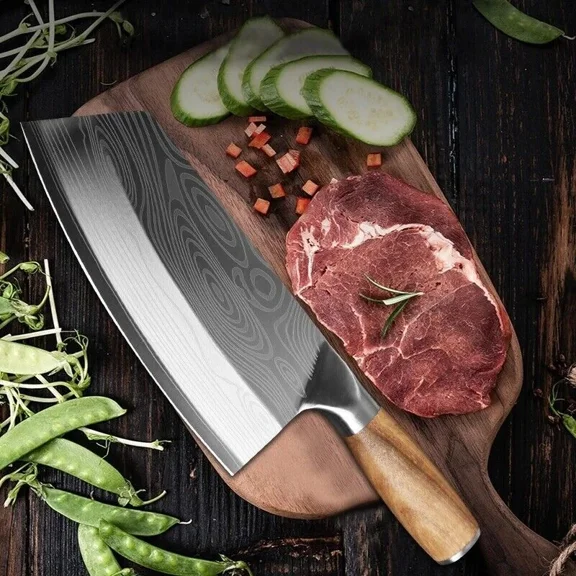 Kitchen Knife Damascus Asian Stainless Steel Chef Butcher Cleaver Meat Chopping
