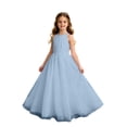 thumbnail image 4 of HJYCHN Dresses for Girls Halter Neck Mesh Maxi Gown with Ruched Bodice and Flowing Skirt for Kids Dress 2-3 Years, 4 of 5