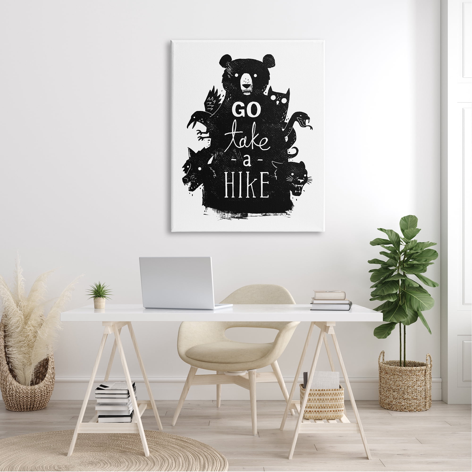 Stupell Industries Take a Hike Typography Wildlife Silhouette Black Bear Canvas Wall Art, 36 x 48, Design by Michael Buxton