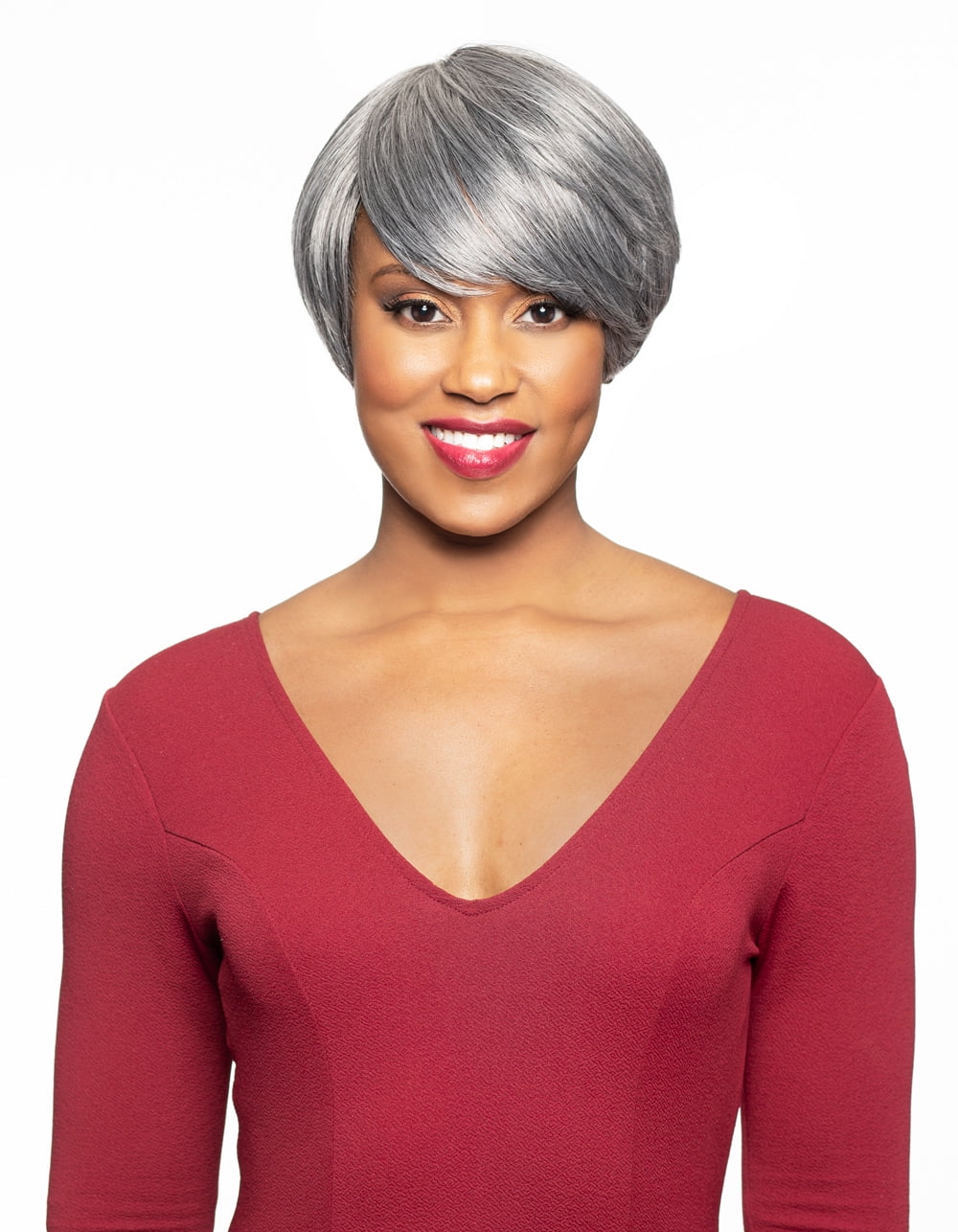 Alicia Beauty Foxy Silver Collections Straight Short Bob Wig w/bang ...