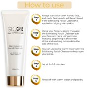 GLO24K Exfoliating Facial Cleanser with 24k Gold, Anti-Aging Microdermabrasion with Vitamins C and E
