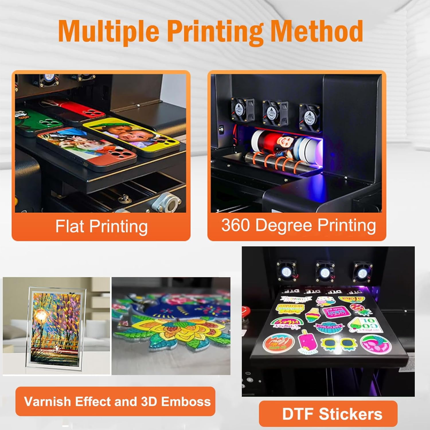 SIHAO A3 L805 UV Printer, Higher Resolution 2880 x 1440dpi, UV Flatbed Printer Machine for Phone Case Cups Stickers Acrylic