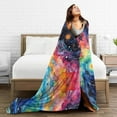 thumbnail image 4 of LNWH Watercolor AI Abstract Art Pattern Throw Blanket, Fluffy Soft Cozy Bed Flange Plush Blankets, 80"x60", 4 of 8
