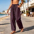 thumbnail image 2 of CHGBMOK Womens Cotton Linen Pants Baggy Boho Casual Palazzo Pants Wide Leg Long Lounge Trousers with Pockets, 2 of 6